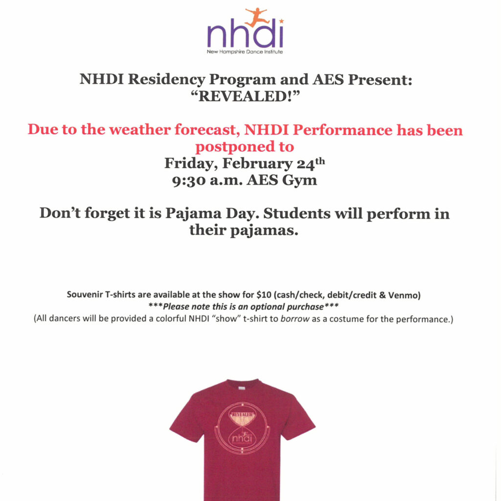 Featured image of article: NHDI Performance Postponed Until Friday, 2/24/23 at 9:30am in the AES Gym